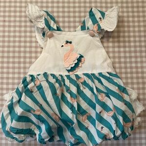 Flamingo Striped Kids One Piece